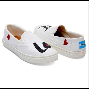 The White Love Toms Luca Slip Ons from the American brand TOMS size 4 - New